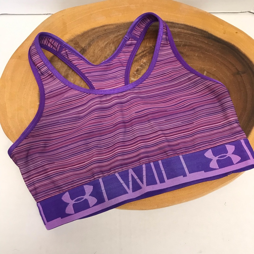 Under Armour I WILL Striped Purple Sports Bra